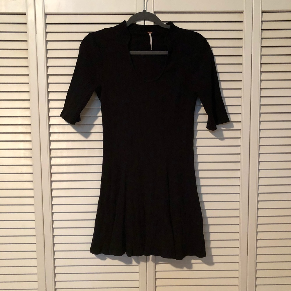 Free People Black Mini Swing Dress